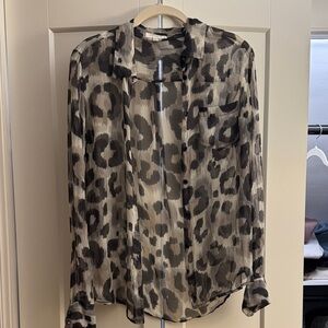 EQUIPMENT Leopard Print Sheer Blouse